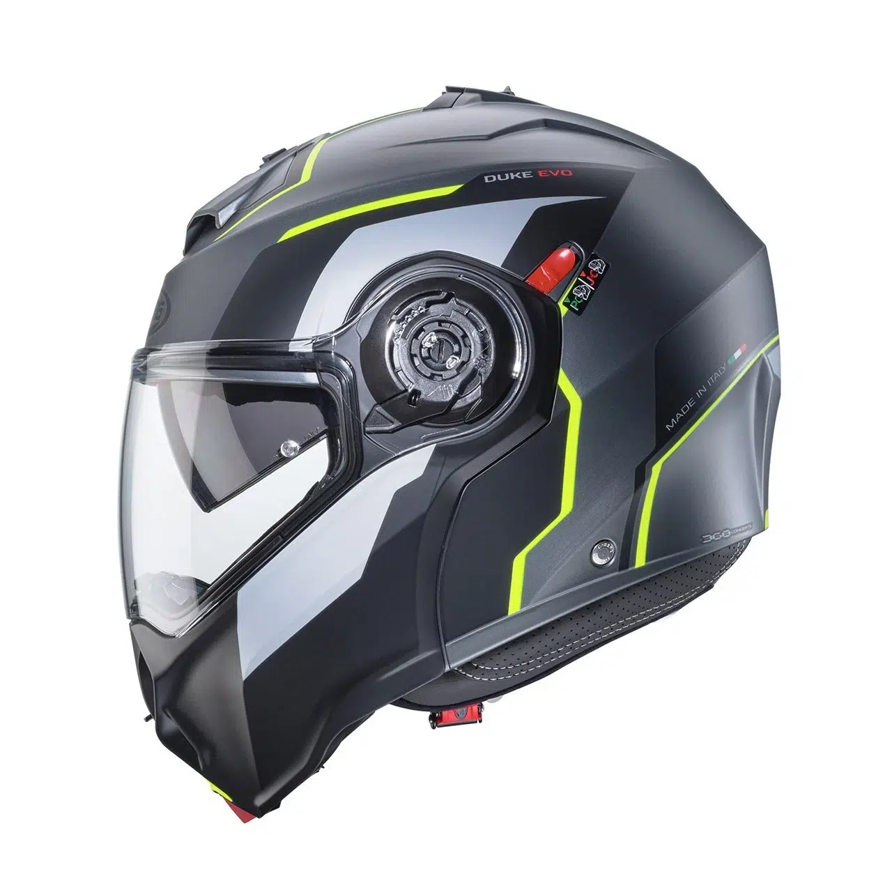 CASCO MOTO MODULARE CABERG DUKE EVO MOVE MATT GUN METAL BLACK YELLOW FLOU - immagine 2