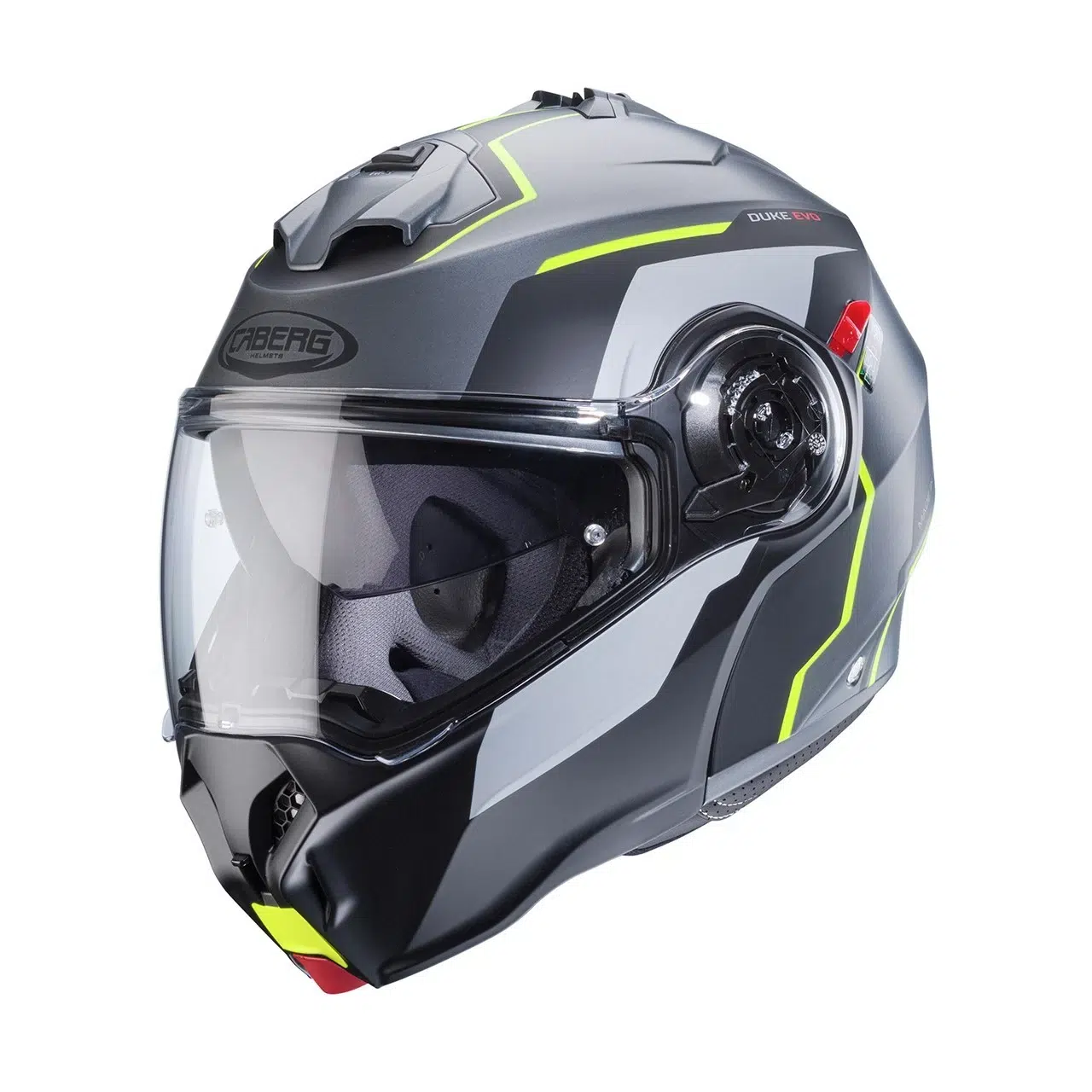 CASCO MOTO MODULARE CABERG DUKE EVO MOVE MATT GUN METAL BLACK YELLOW FLOU - immagine 3