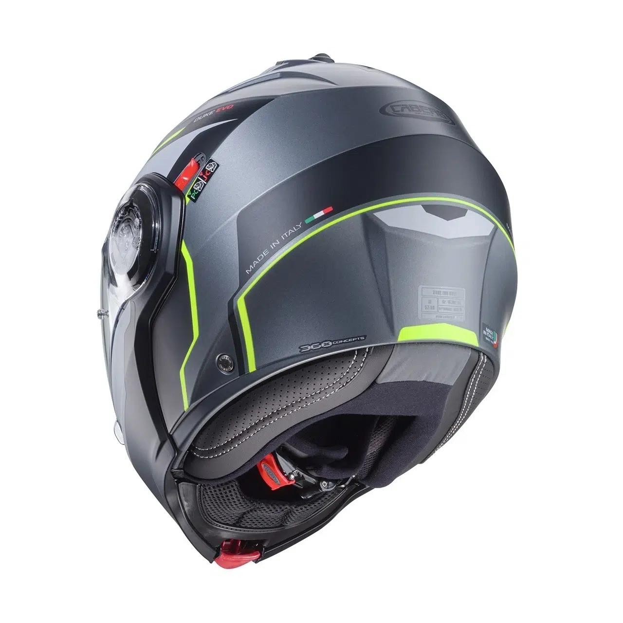CASCO MOTO MODULARE CABERG DUKE EVO MOVE MATT GUN METAL BLACK YELLOW FLOU - immagine 4